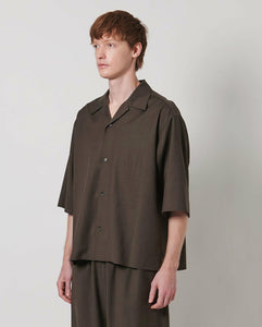 WOOL TROPICAL OPEN COLLAR SHIRT