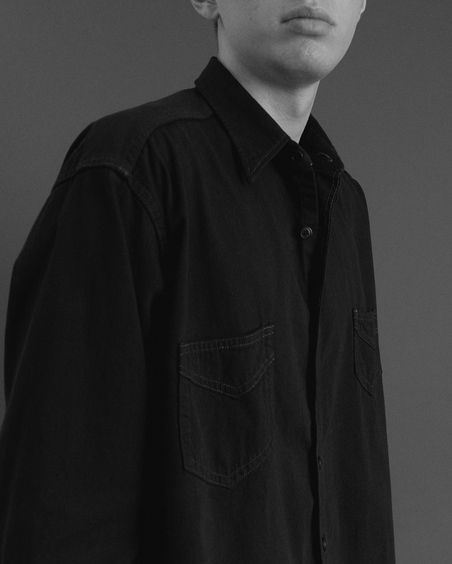 BLACK DYED DENIM SHIRT