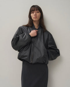 COWHIDE NYLON CROPPED JACKET MA-1（WOMEN）