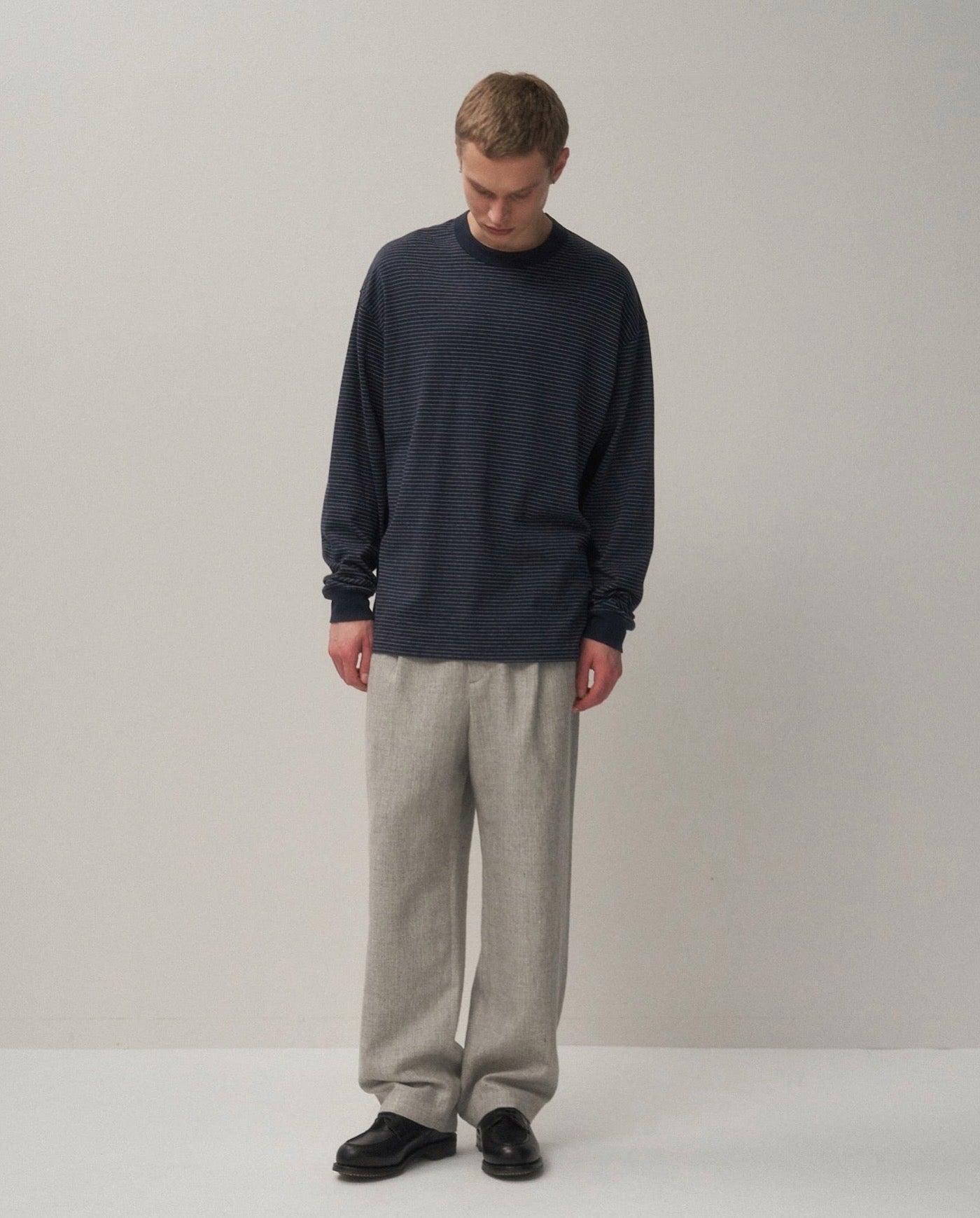 LINEN WOOL TWILL LOOSE FIT PANTS