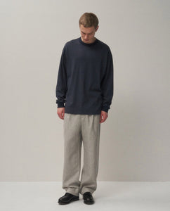 LINEN WOOL TWILL LOOSE FIT PANTS