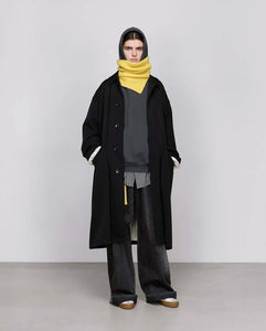 FULLED WOOL GABARDINE OVERSIZED BAL COLLAR COAT