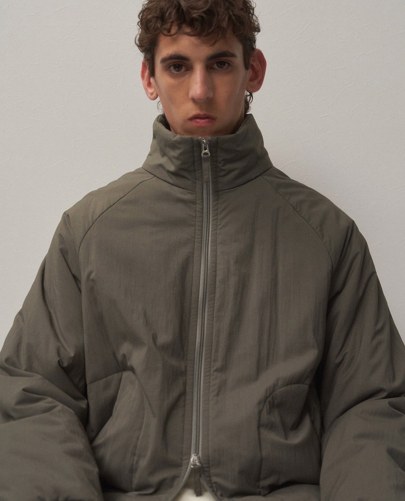 MAT AIRY NYLON WOOL PADDED STAND JACKET