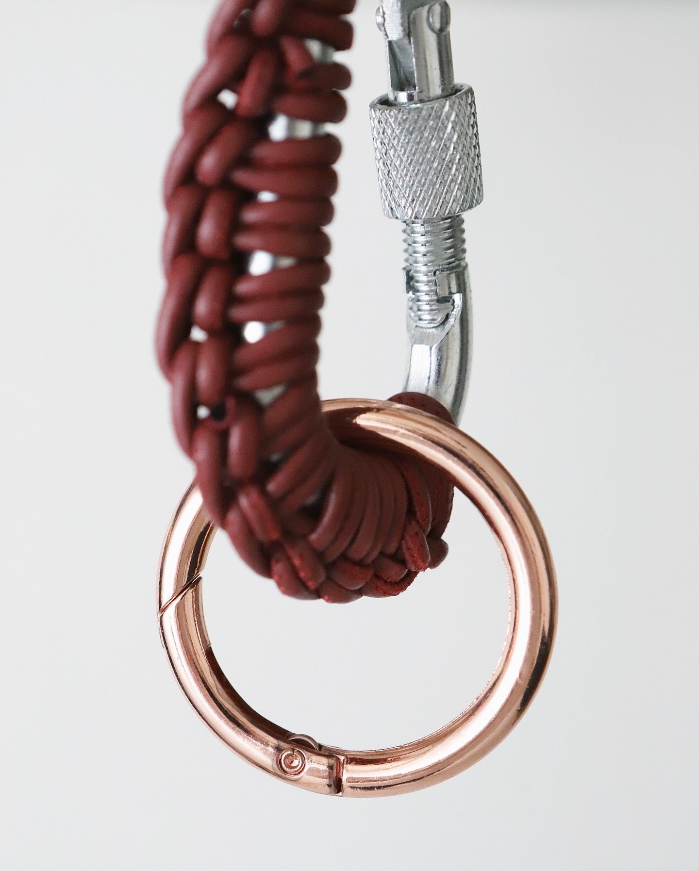 COGNAC LEATHER CARABINER BY AURELIE MATHIGOT