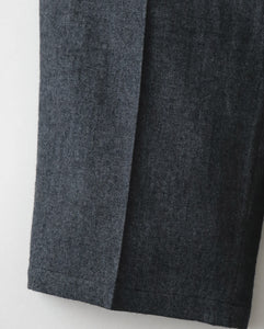 LINEN WOOL TWILL LOOSE FIT PANTS