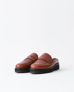 COIN LOAFER MULE OSTRICH BROWN