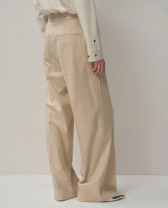 MERINO COLLEGE FLANNEL TUCKED WIDE PANTS（WOMEN）
