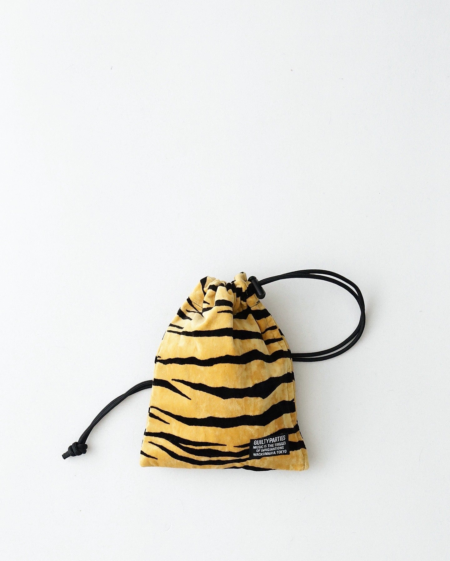 TIGER VELOUR DRAWSTRING BAG