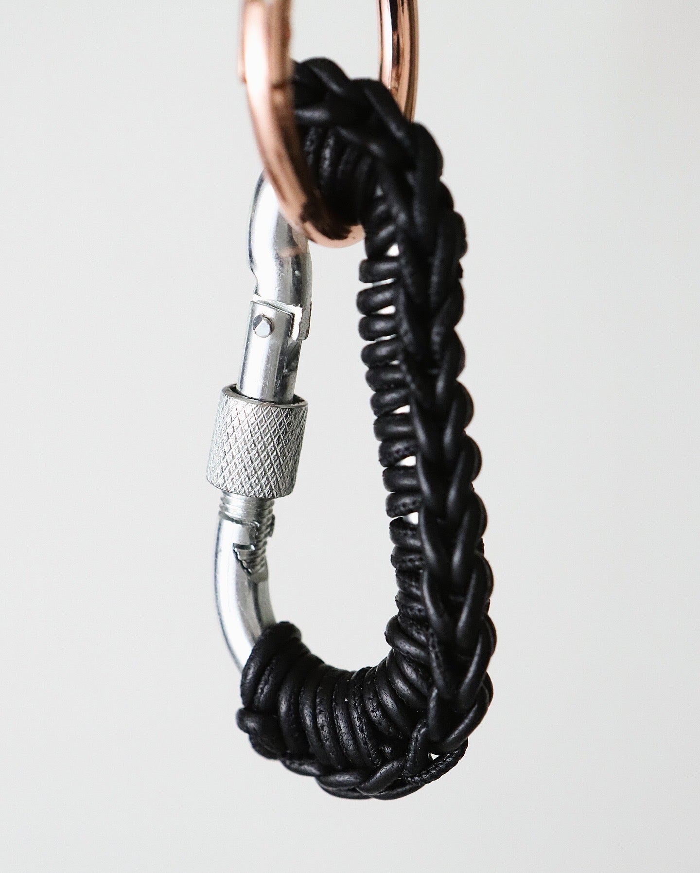 BLACK LEATHER CARABINER BY AURELIE MATHIGOT