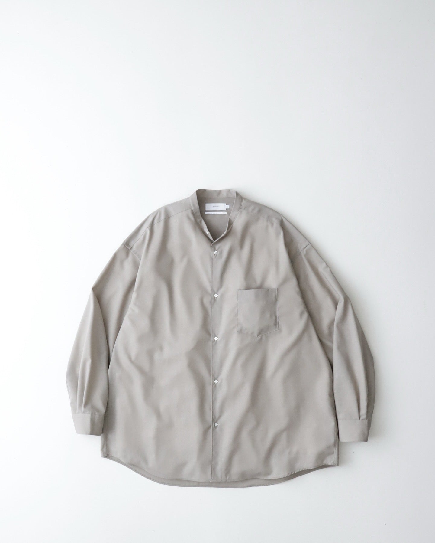 TECHNO WOOL TROPICAL OVERSIZED BAND COLLAR SHIRT