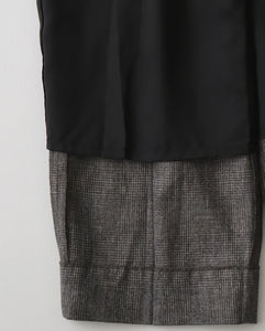 LINEN WOOL TWILL TUCKED EASY PANTS（WOMEN）