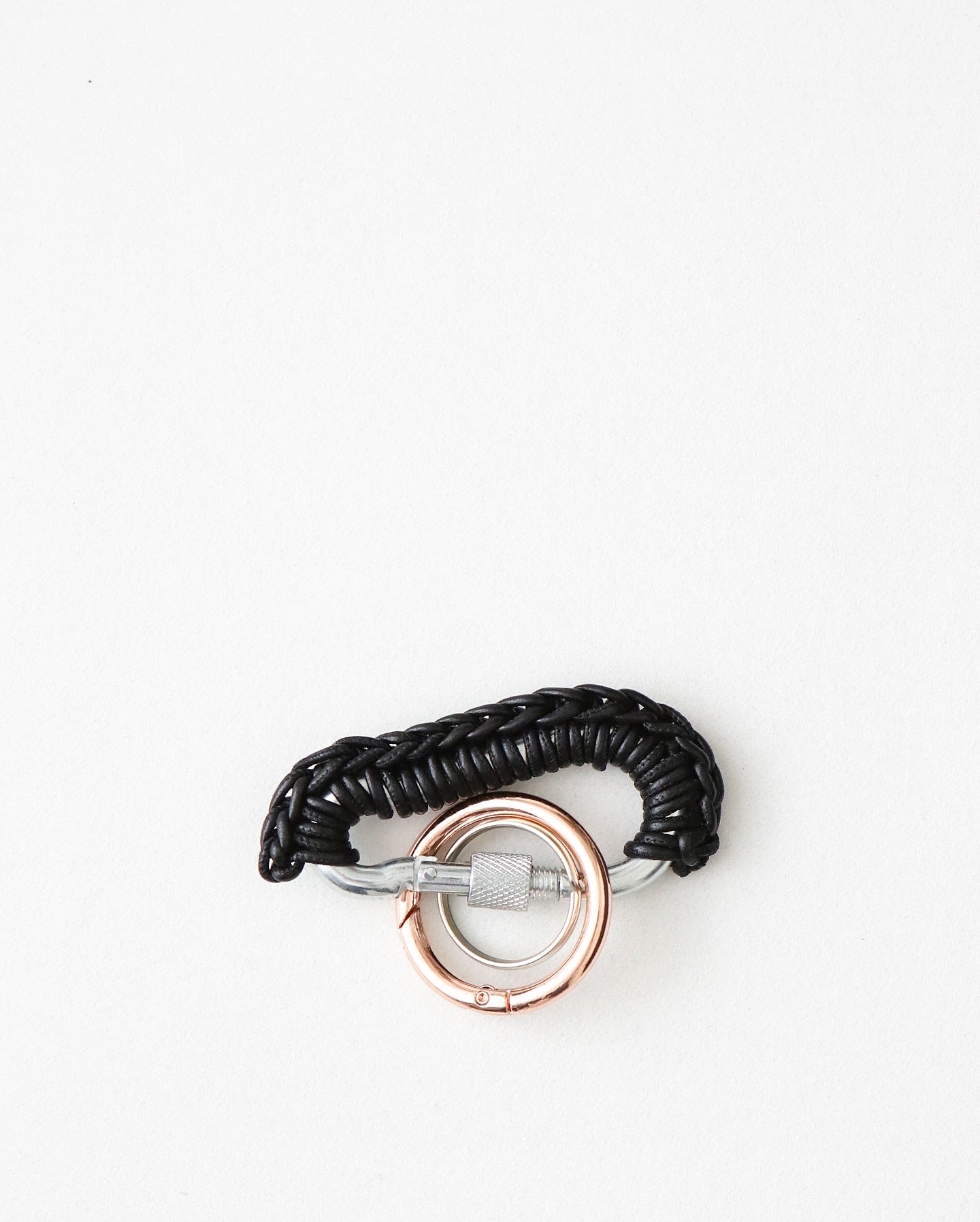 BLACK LEATHER CARABINER BY AURELIE MATHIGOT