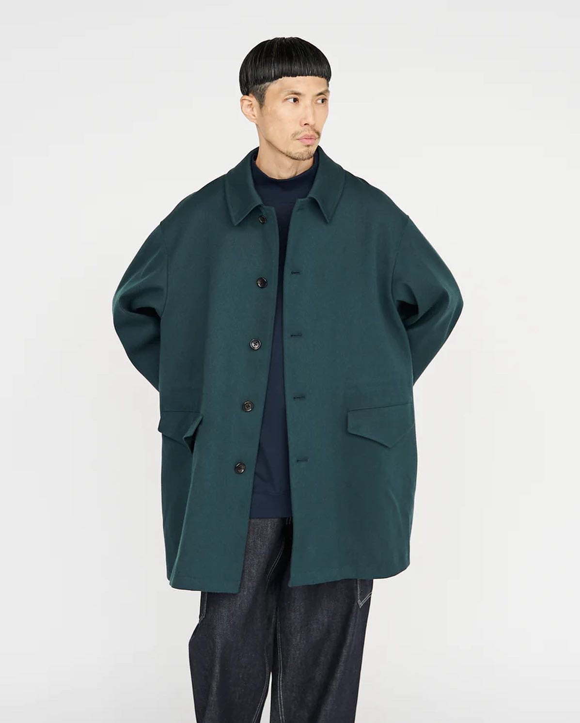 BACK TWILL SATIN COAT