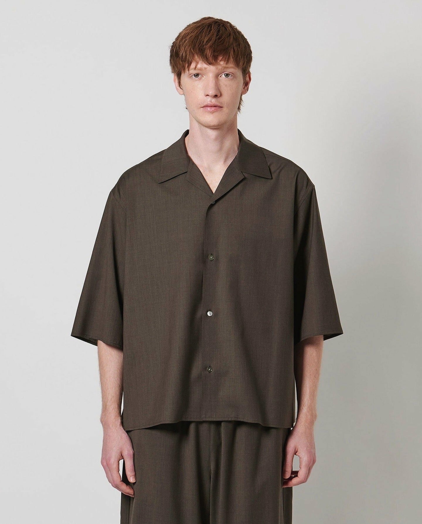 WOOL TROPICAL OPEN COLLAR SHIRT