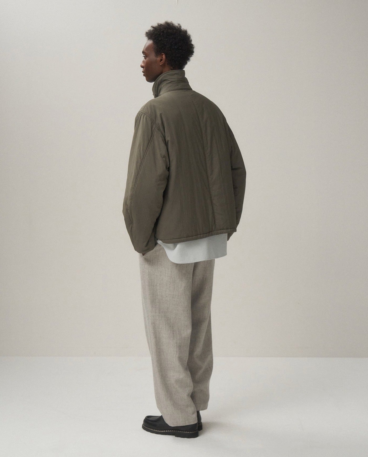 MAT AIRY NYLON WOOL PADDED HARRINGTON JACKET