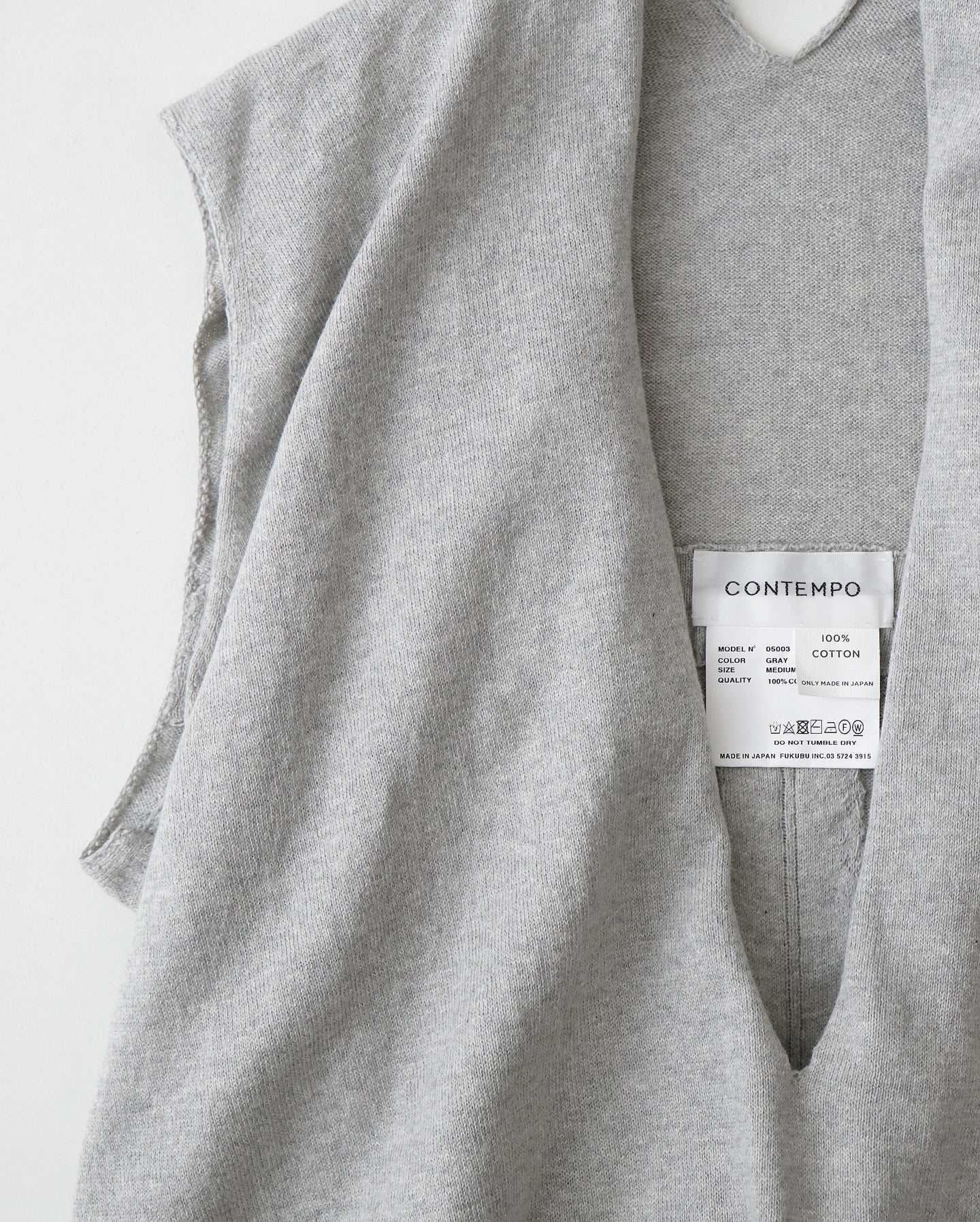 RECYCLE COTTON KNIT V-CUT TOPS（WOMEN）