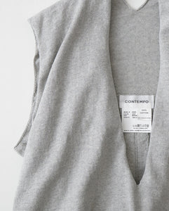 RECYCLE COTTON KNIT V-CUT TOPS（WOMEN）