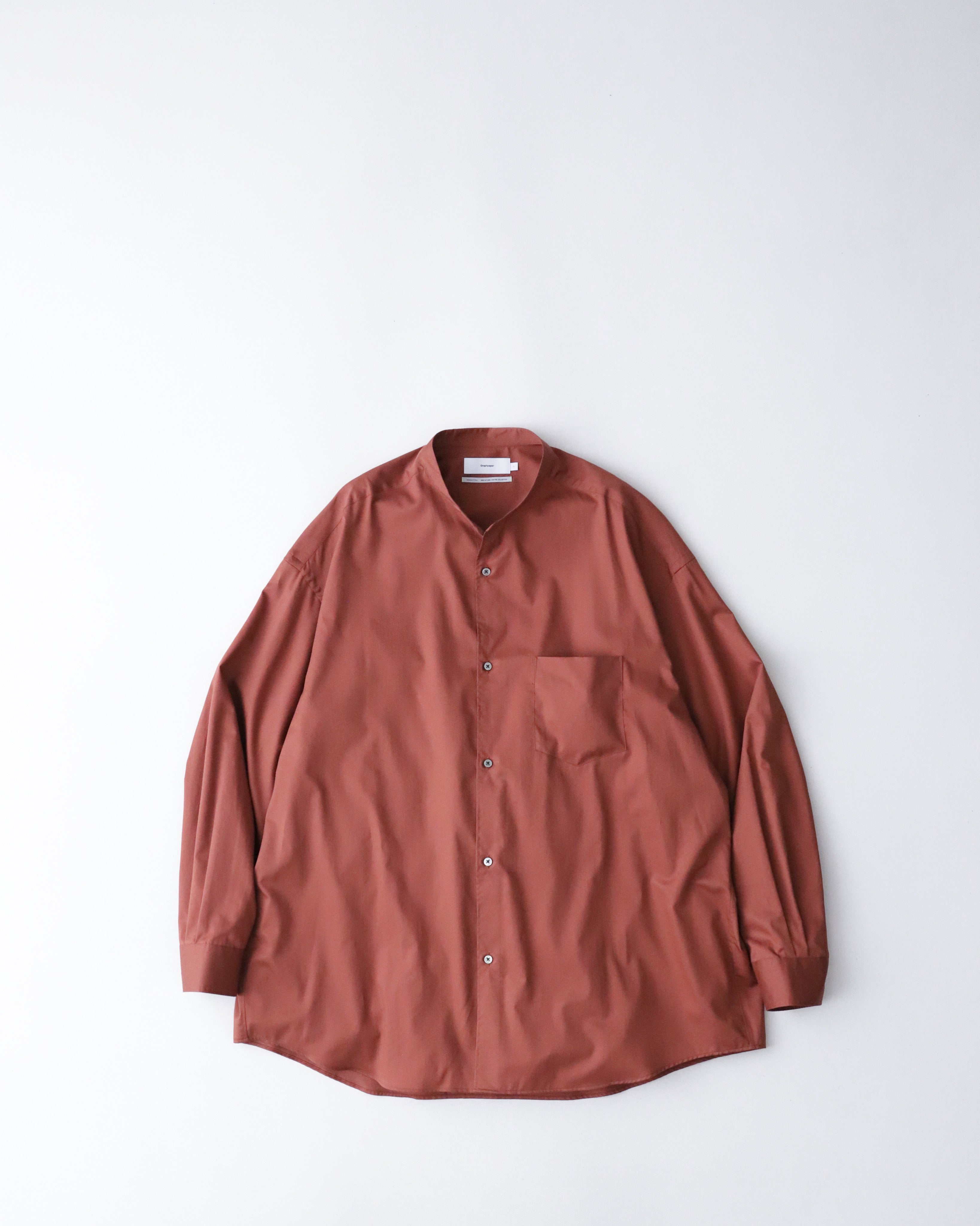 SILICON POPLIN OVERSIZED BAND COLLAR SHIRT