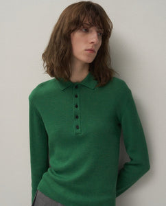 RAMIE WOOL RIB | RIB POLO SWEATER（WOMEN）
