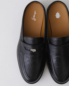 COIN LOAFER MULE OSTRICH BLACK