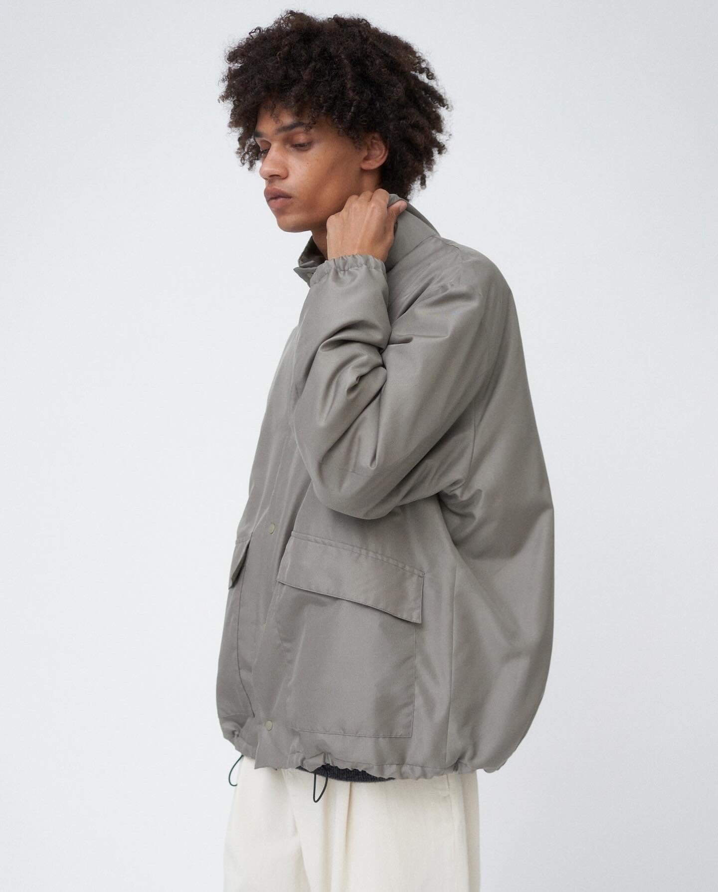 ACRYLIC COATED SILK  PADDED STAND COACH JACKET