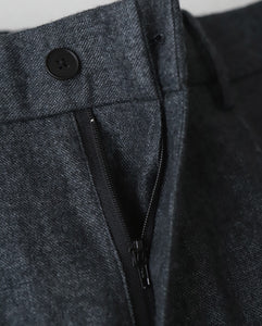 LINEN WOOL TWILL LOOSE FIT PANTS