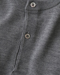 WOOL KNIT HENLEY NECK SWEATER