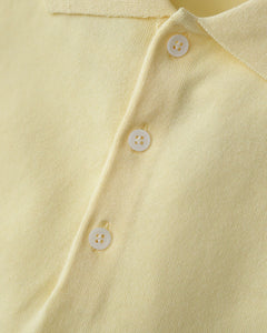 COTTON WASHI KNIT HALF SLEEVE POLO SWEATER