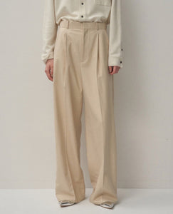 MERINO COLLEGE FLANNEL TUCKED WIDE PANTS（WOMEN）