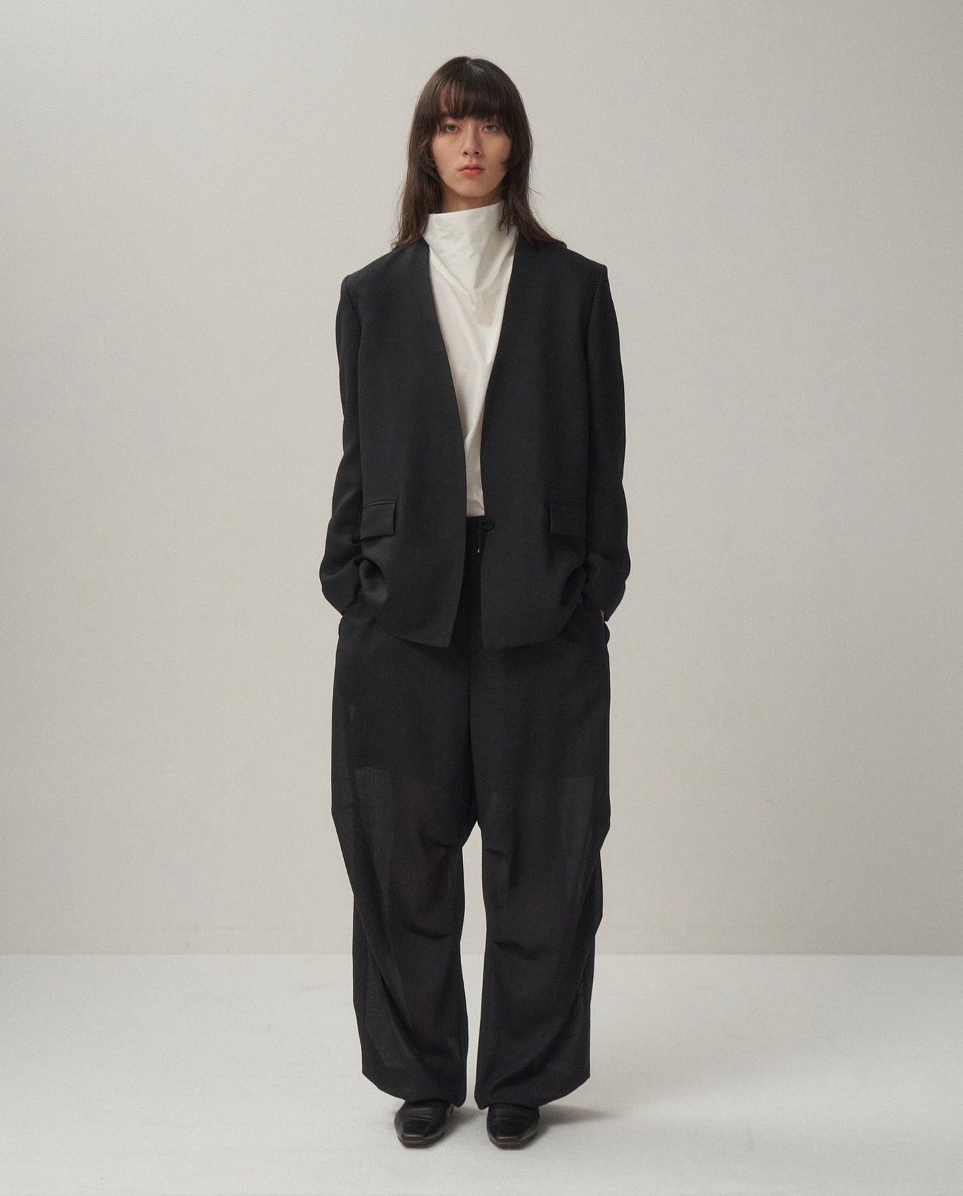 TECHNO WOOL ETERMIN COLLARLESS JACKET（WOMEN）