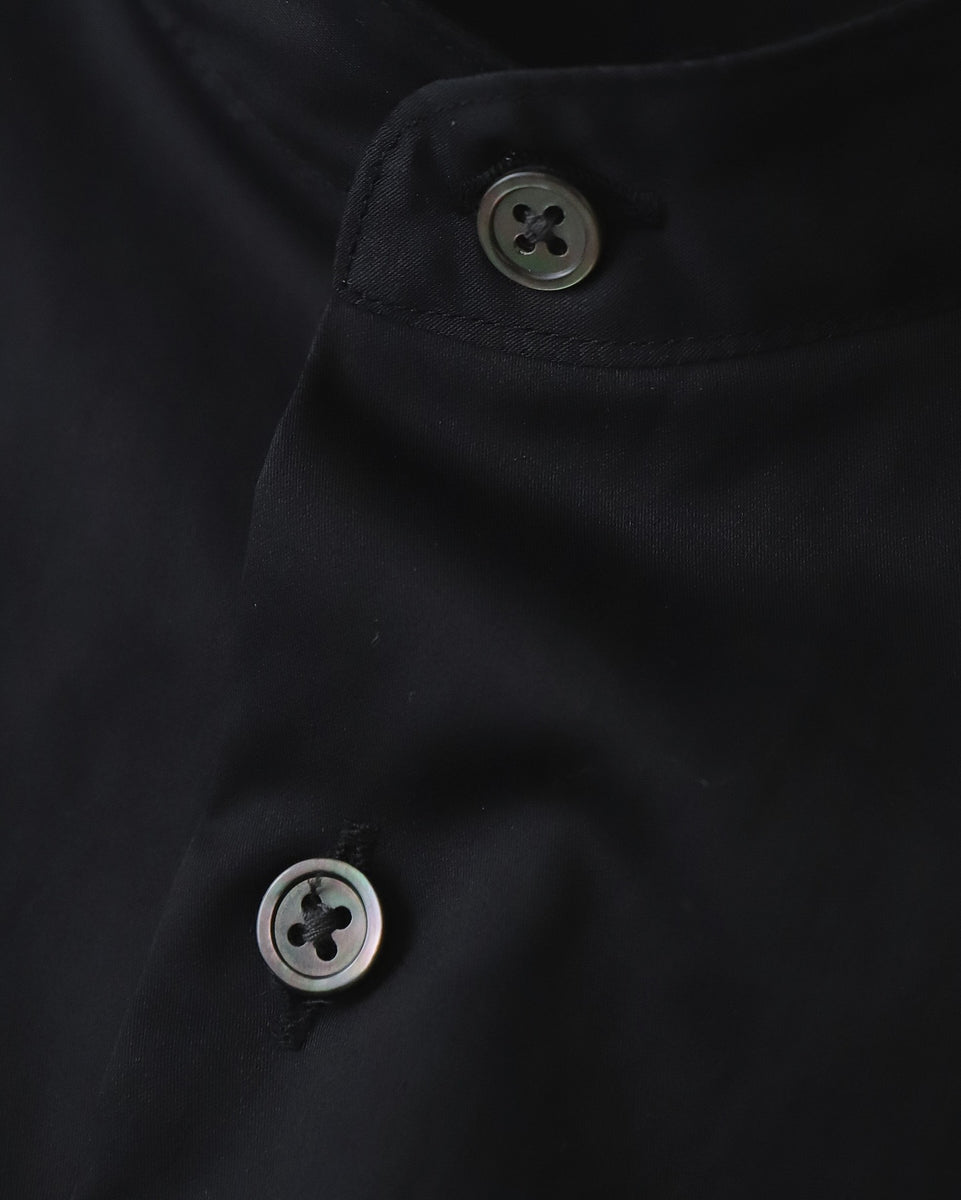 Graphpaper / Silicon poplin Deep Slit Band Collar/--/コットン/BLK/GL243-50149 Graphpaper SILICON POPLIN DEEP SLIT BAND COLLAR SHIRT（WOMEN