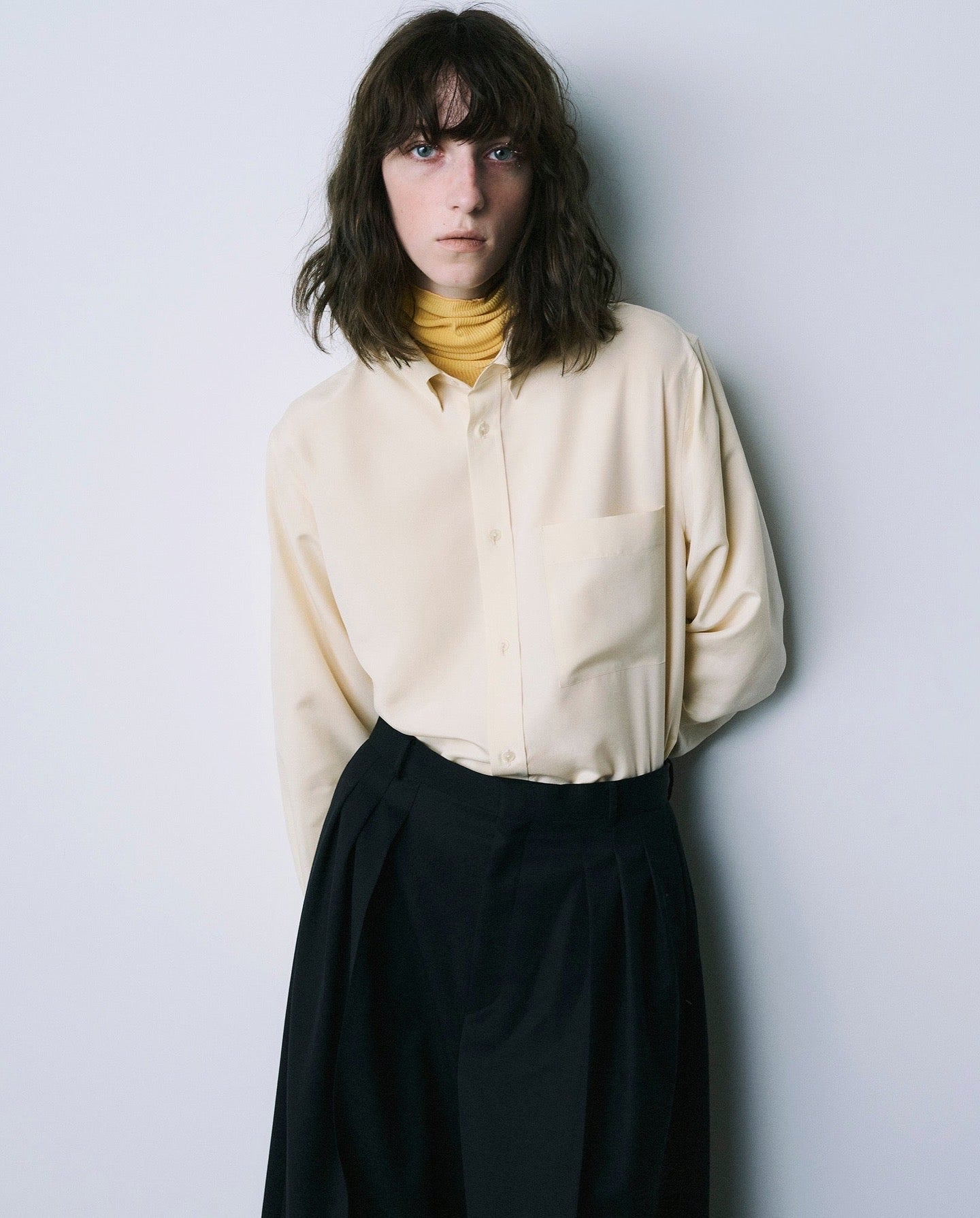 SILK SUEDE BUTTON DOWN SHIRT（WOMEN）