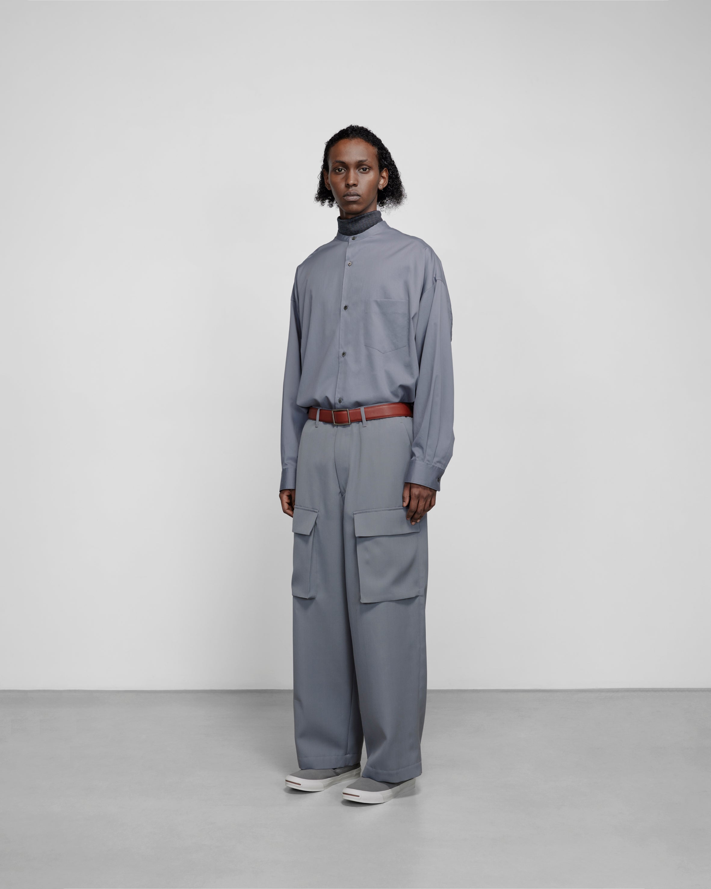 LIGHT DOESKIN WIDE CARGO TROUSERS