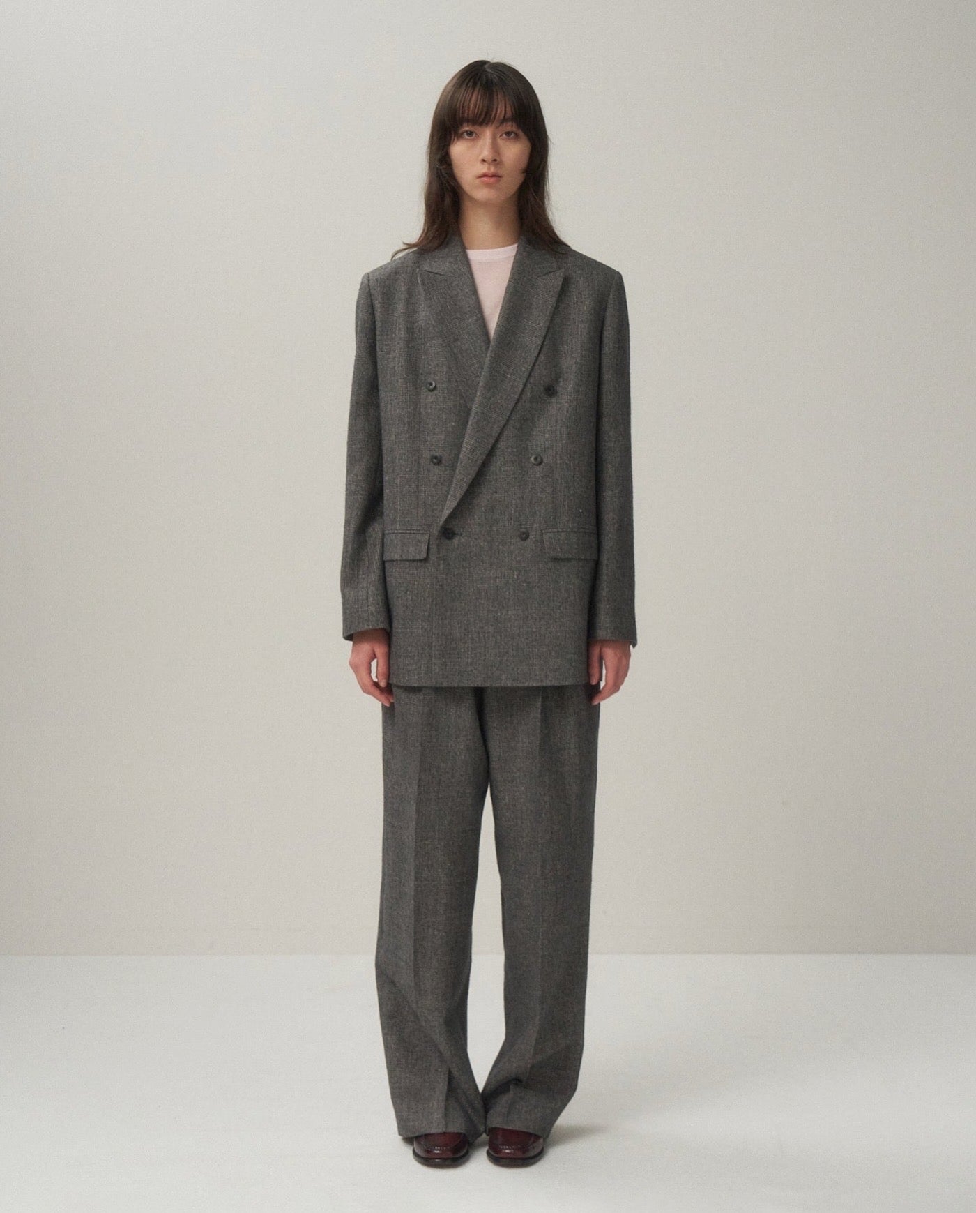 LINEN WOOL TWILL TUCKED EASY PANTS（WOMEN）