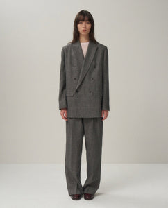 LINEN WOOL TWILL TUCKED EASY PANTS（WOMEN）