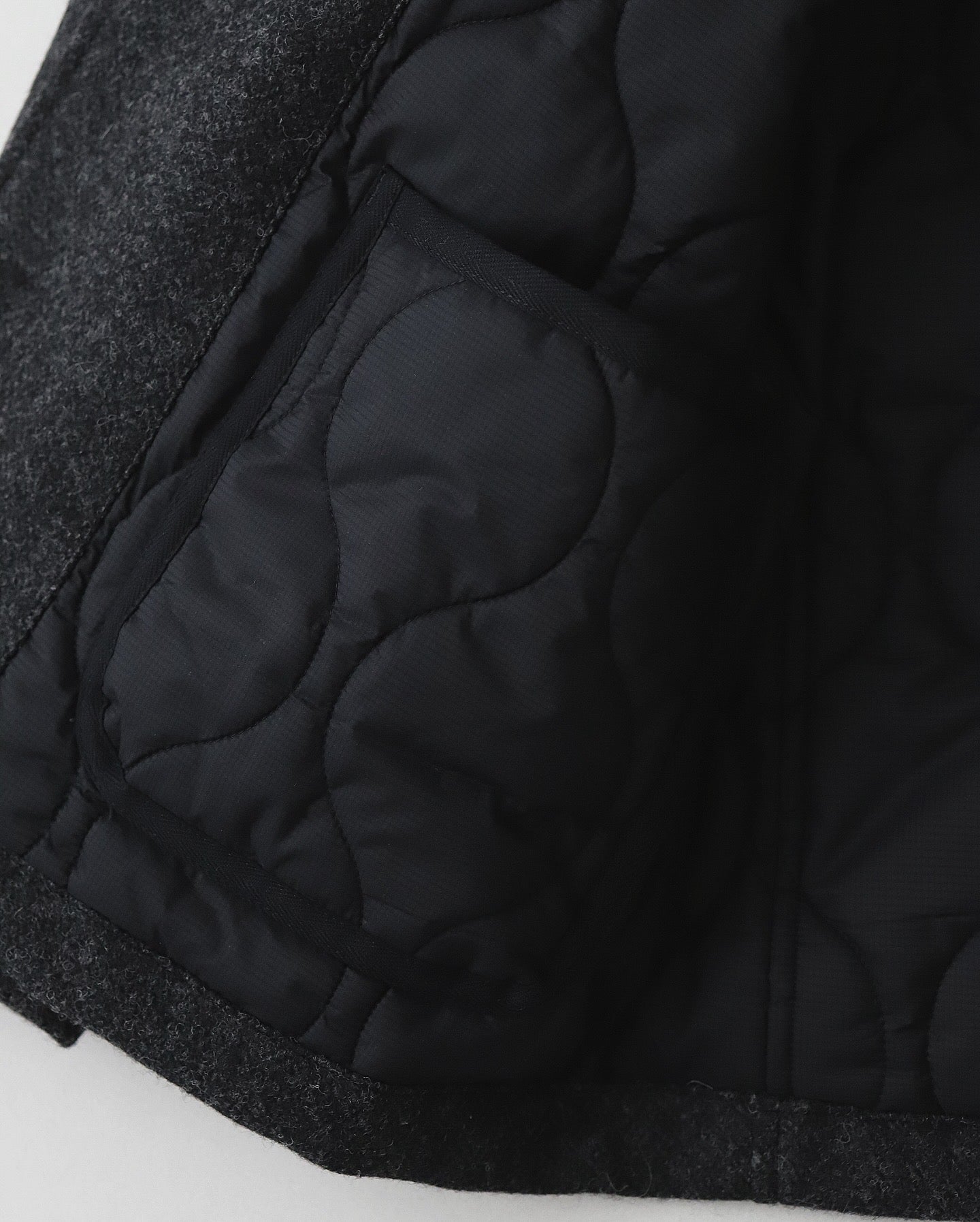 WOOL TWEED HERRINGBONE 3B QUILTED LINING JACKET