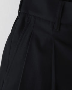 WOOLY COTTON TWILL TWO TUCK WIDE PANTS（WOMEN）