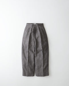 LINEN WOOL TWILL TUCKED EASY PANTS（WOMEN）