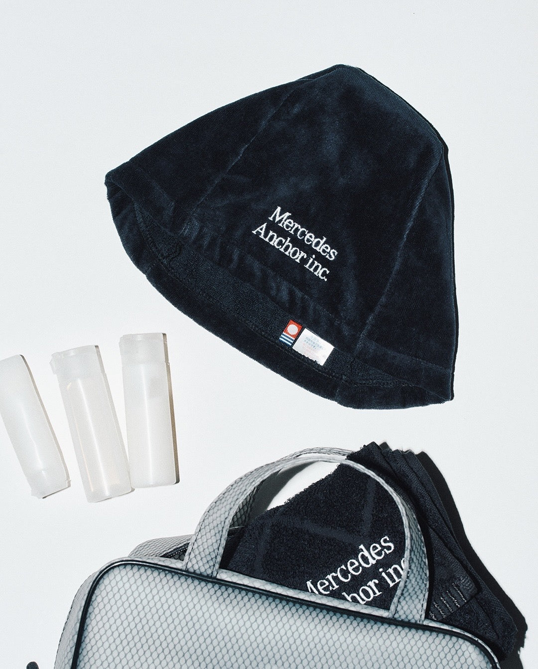 Mercedes Anchor inc. サウナハット ブラック M ANCHOR INC. SHIRRED FABRIC SAUNA HAT – NCNR ONLINE STORE
