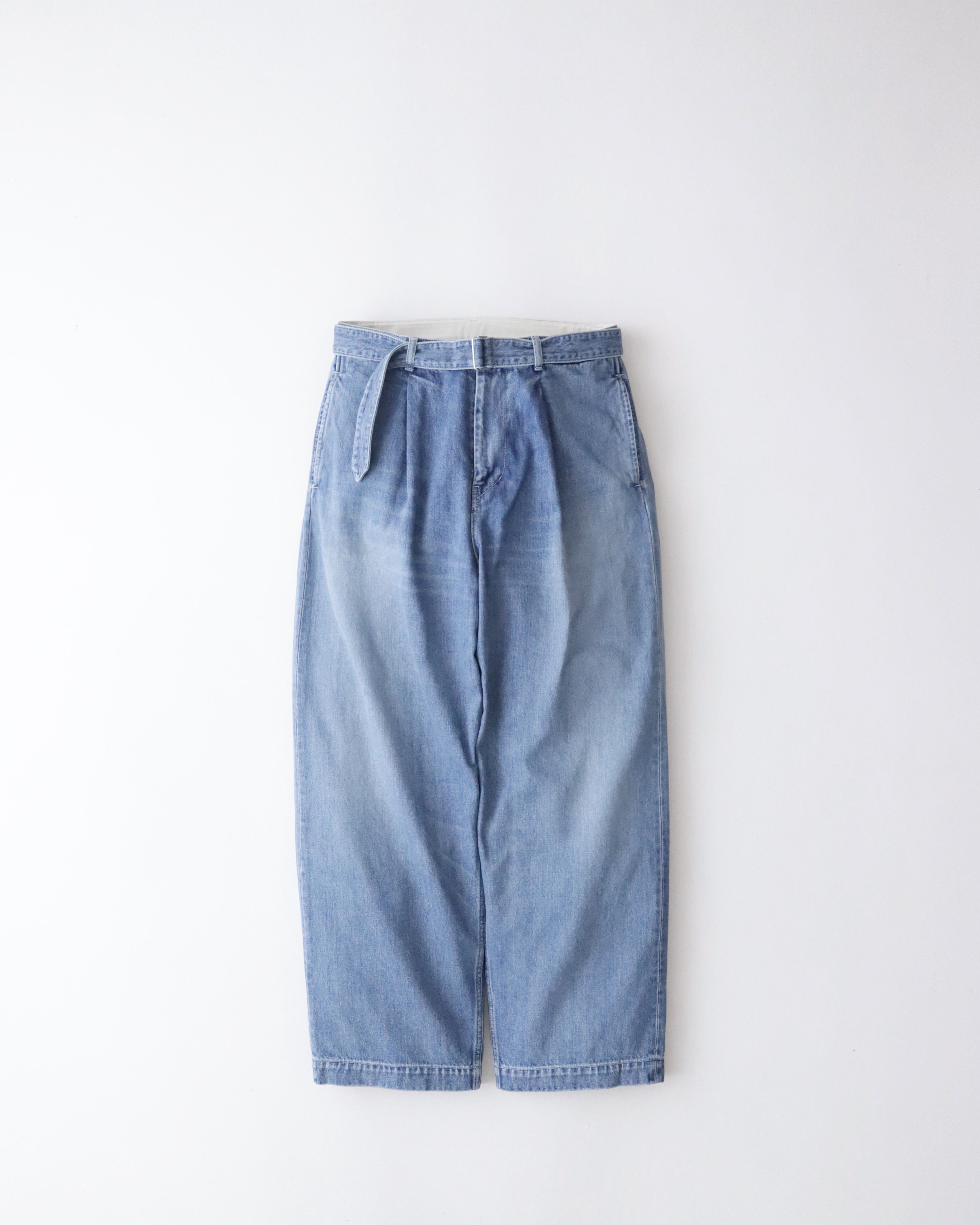 SELVAGE DENIM BELTED PANTS