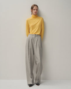 LINEN WOOL TWILL TUCKED EASY PANTS（WOMEN）