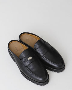 COIN LOAFER MULE SNAKE BLACK