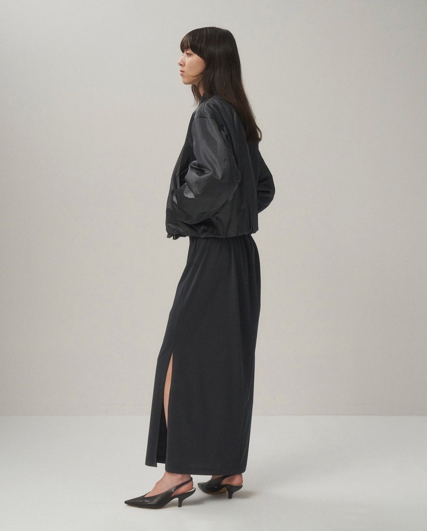 COWHIDE NYLON CROPPED JACKET MA-1（WOMEN）