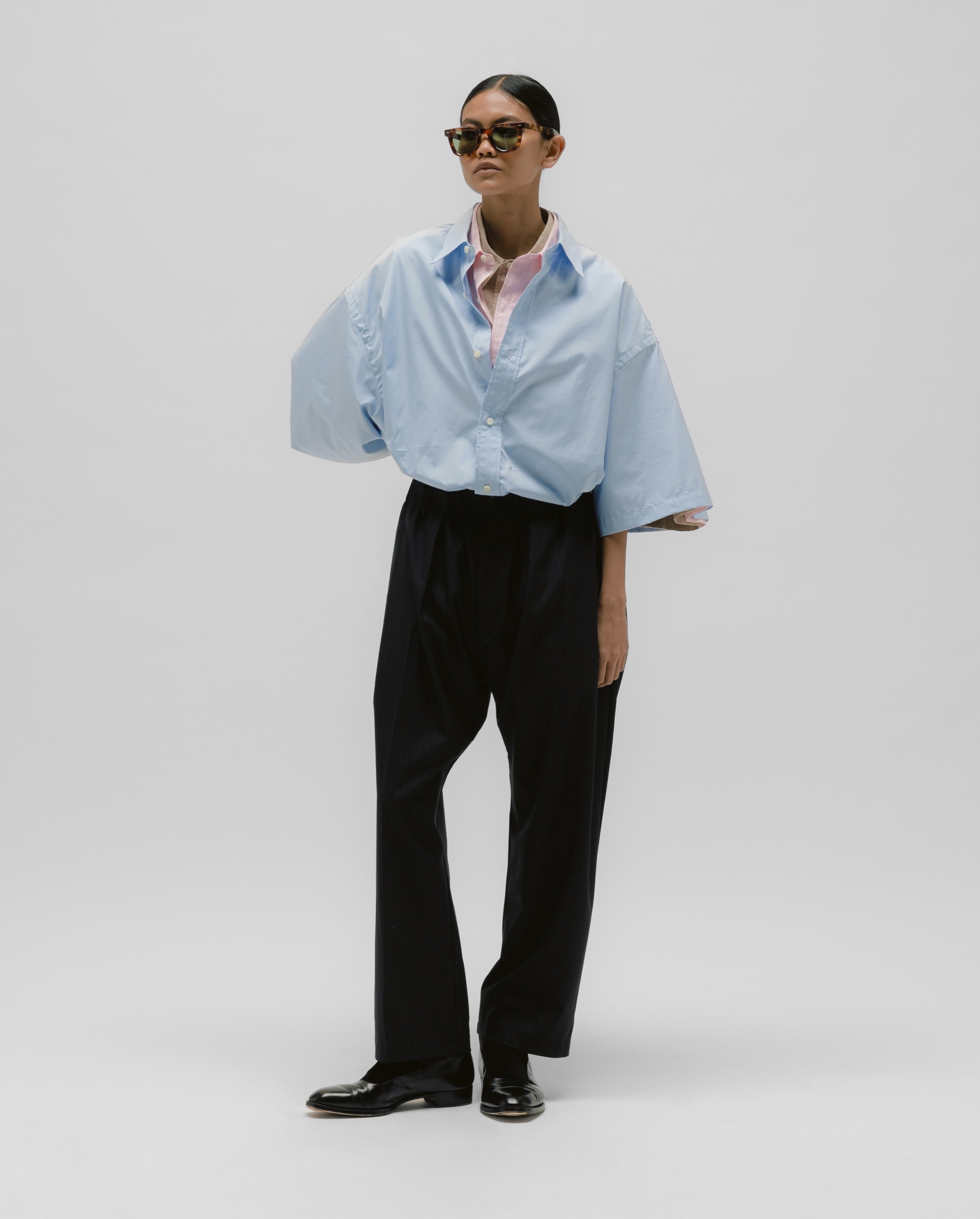 Sillage WIDE SHIRT WITH POCKET THOMAS MASON BLUE SHORT SLEEVE