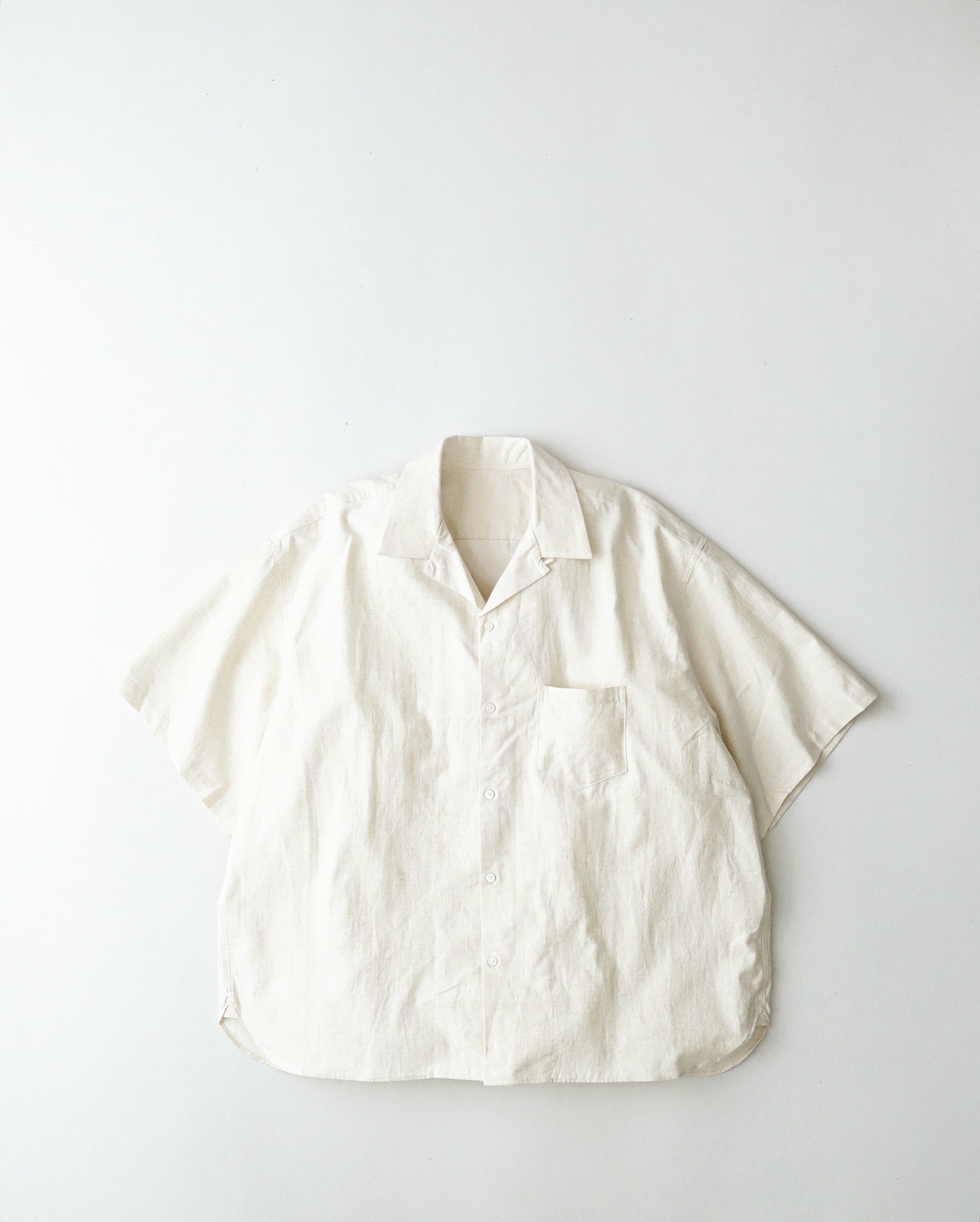 「激レア」sillage BOTANIQUE OVERSHIRT Sillage RE-ENGINEERED OVERSHIRT SHORT SLEEVE BACK SATIN NATURAL