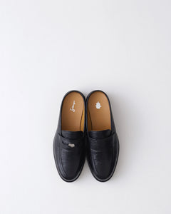 COIN LOAFER MULE OSTRICH BLACK