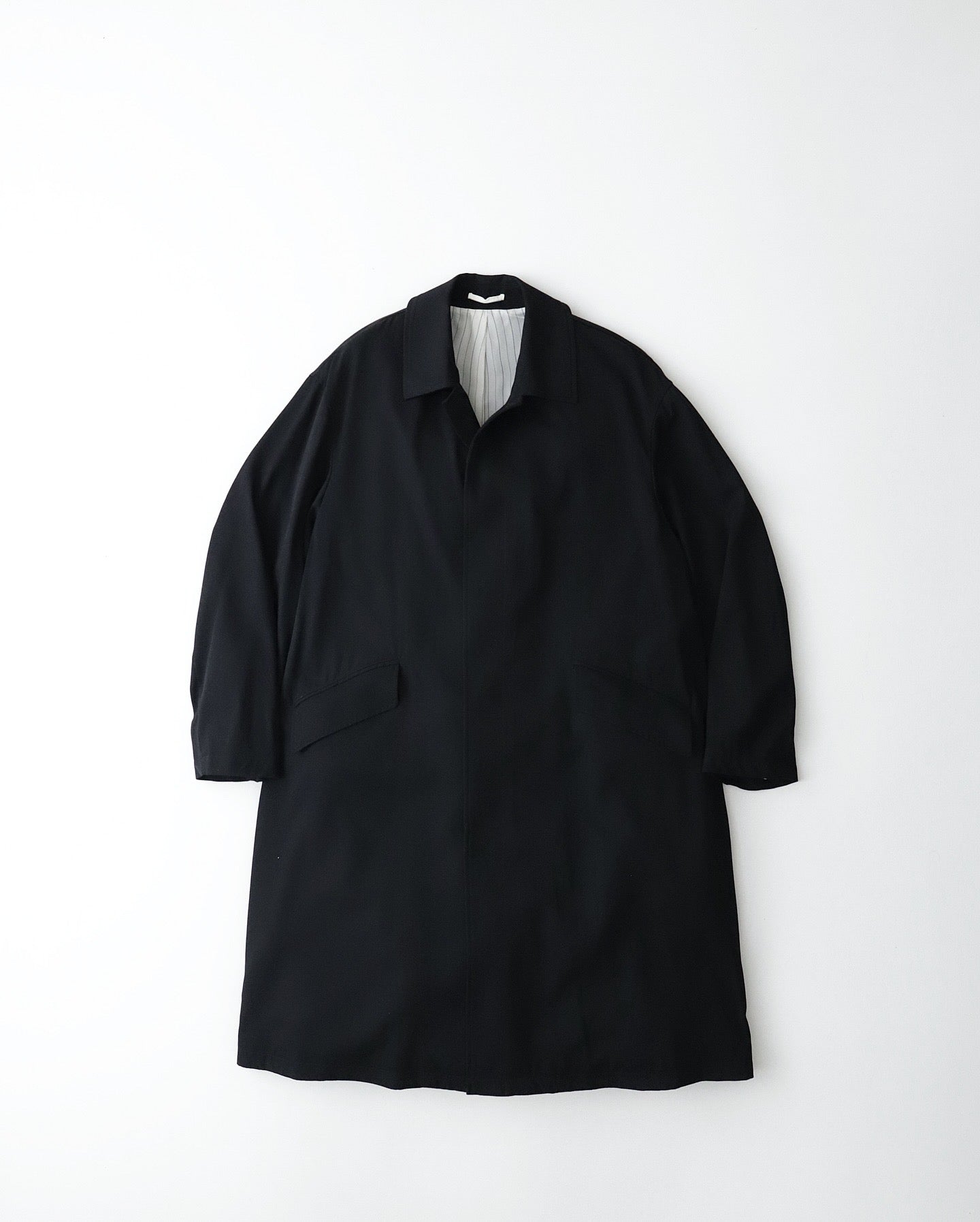 FULLED WOOL GABARDINE OVERSIZED BAL COLLAR COAT