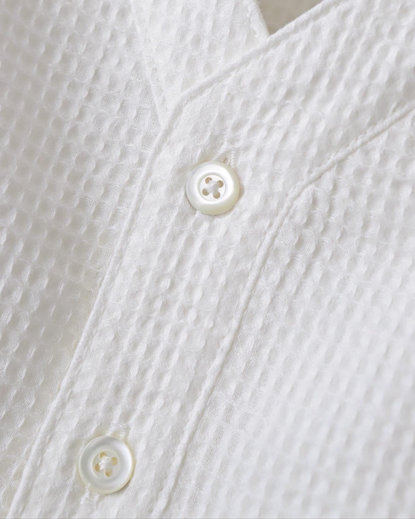 HENLEY POPOVER SHIRT WAFFLE WHITE SHORT SLEEVE