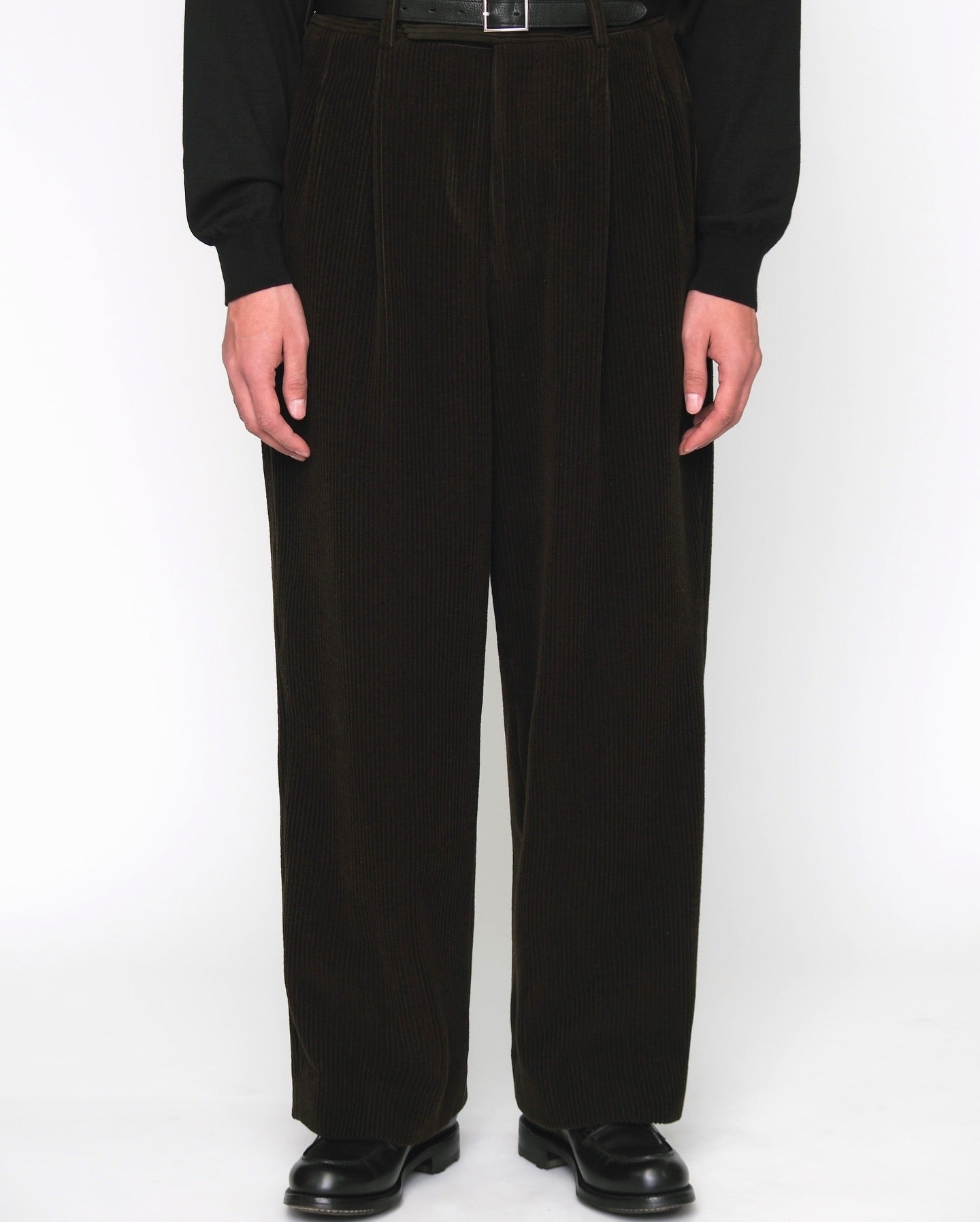 WOOL CORDUROY WIDE TAPERED TROUSERS