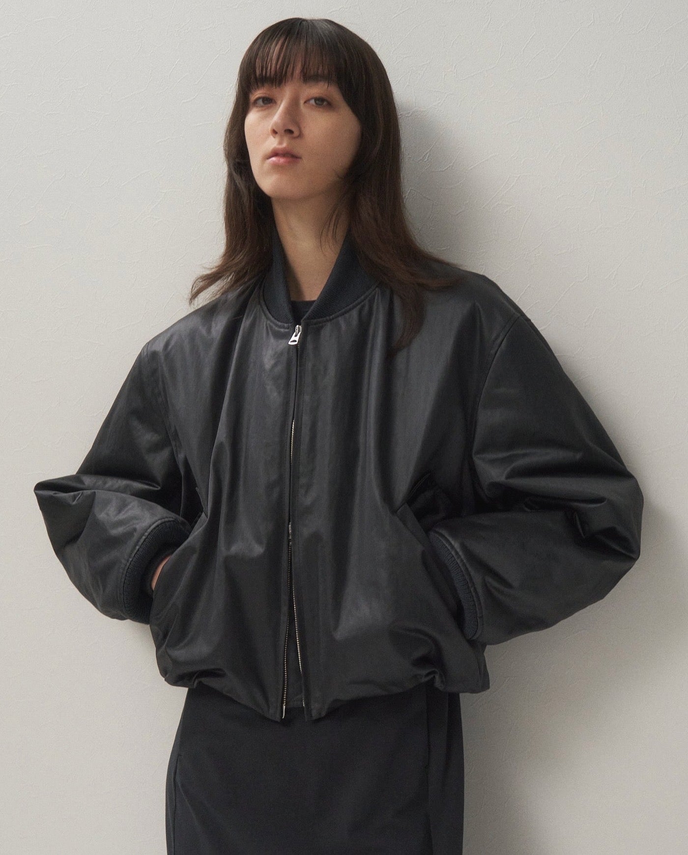 COWHIDE NYLON CROPPED JACKET MA-1（WOMEN）